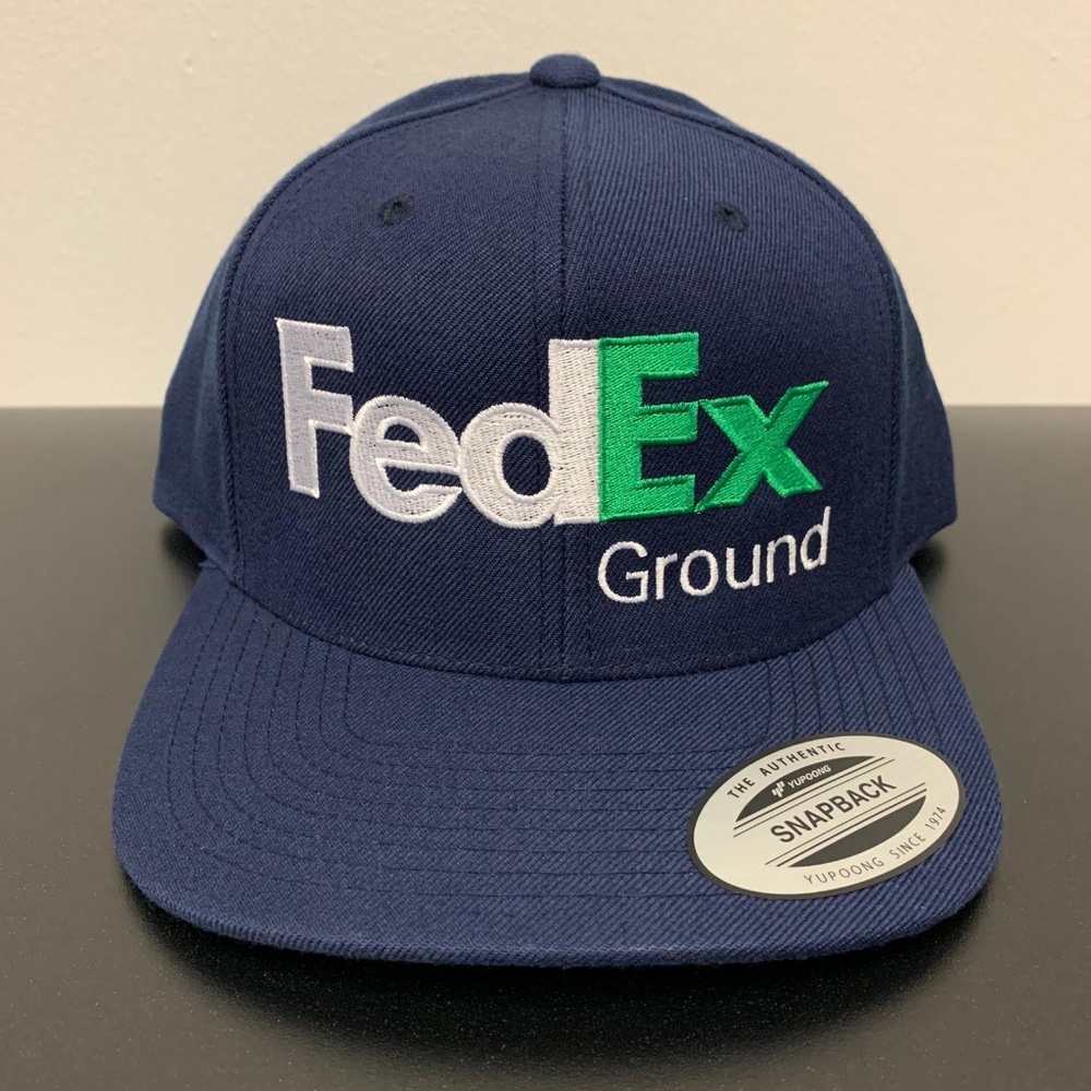 FedEx Ground Snapback Hat Yupoong Adjustable Cap FedEx Cap Dark Navy